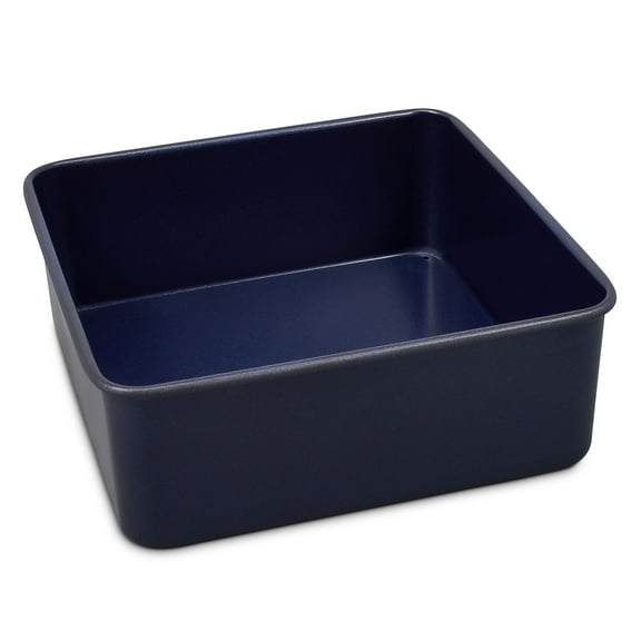 Zyliss Non-Stick Loose Base Square Cake Tin, 8 inch Carbon Steel, Dark Blue