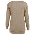thumbnail image 5 of QUYUON Vintage Sweatshirts Discount Cozy Sweatshirts Women Polyester Long Sleeve V-Neck Solid Pullover Tops Style S-738 Stretch Ladies’s Sweatshirt Snug Fit Shirts Khaki L, 5 of 5
