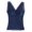Navy blue, variant on Women's Mesh Lace Sleeveless V Neck Sheer Tank Top Wide Shoulder Strap Backless Tank Top Blouse Anti-light Bottoming Vest with Chest Pad Burgundy red Large size