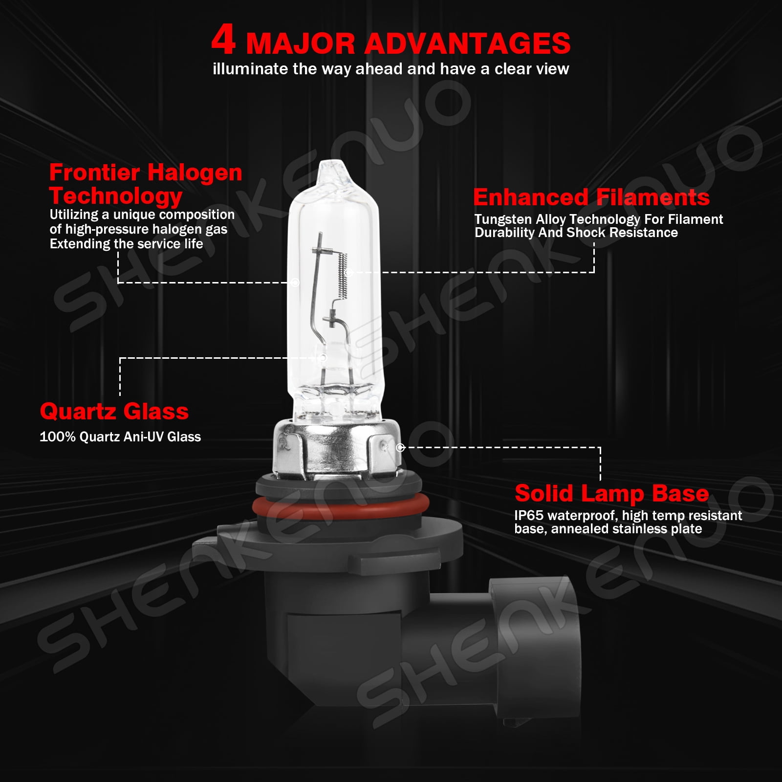 4-Pack HB3 9005 Halogen Bulbs – 12V 55W, 5000K Xenon White, For Headlights & Fog Lights 2 thumbnail image