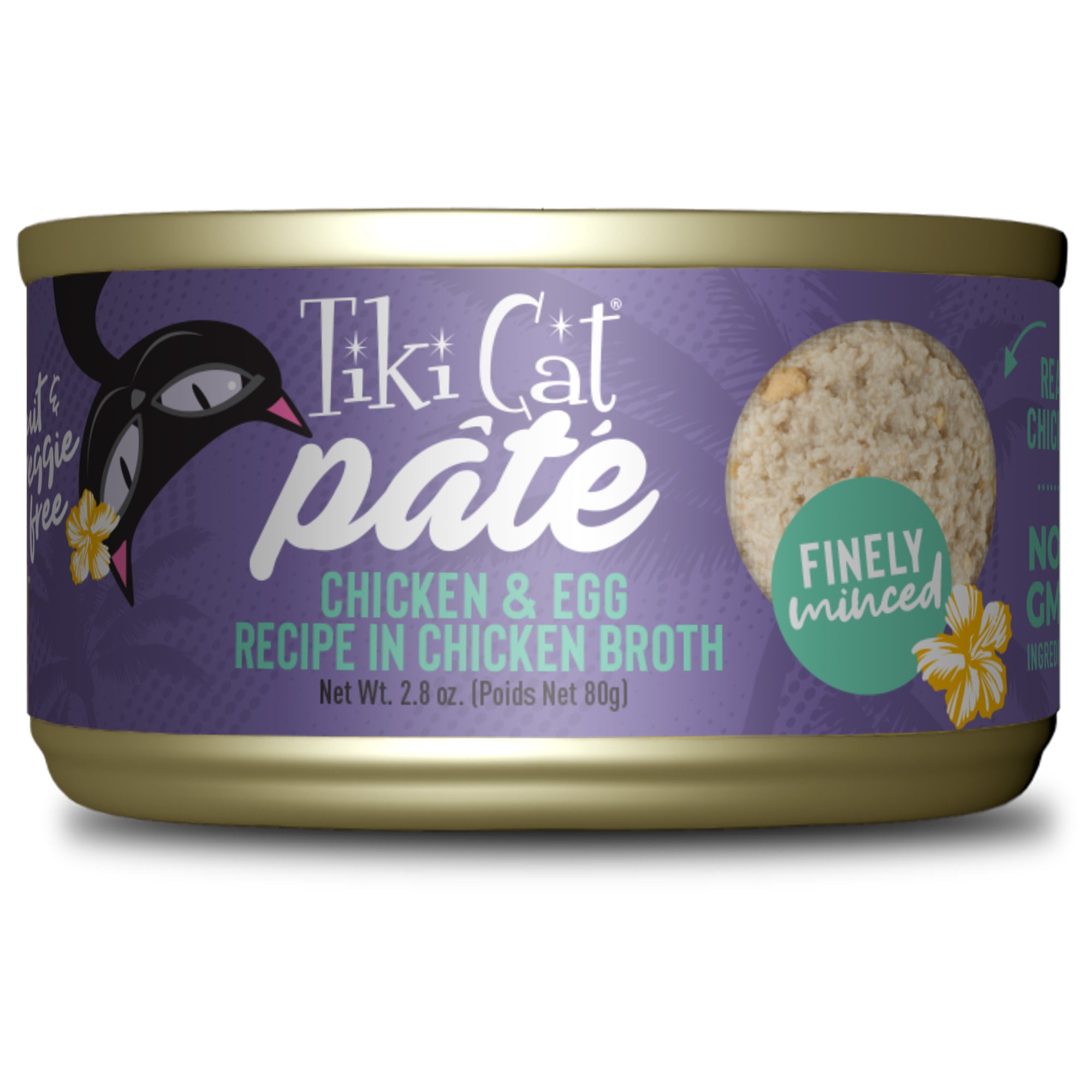 (24 pack) Tiki Cat Luau Pate Wet Cat Food, Chicken & Egg, 2.8 oz. Can