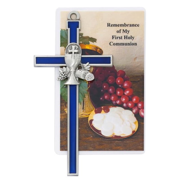 McVan 75-59 5 in. Blue Epoxy Communion Cross with Holy Card Boxed