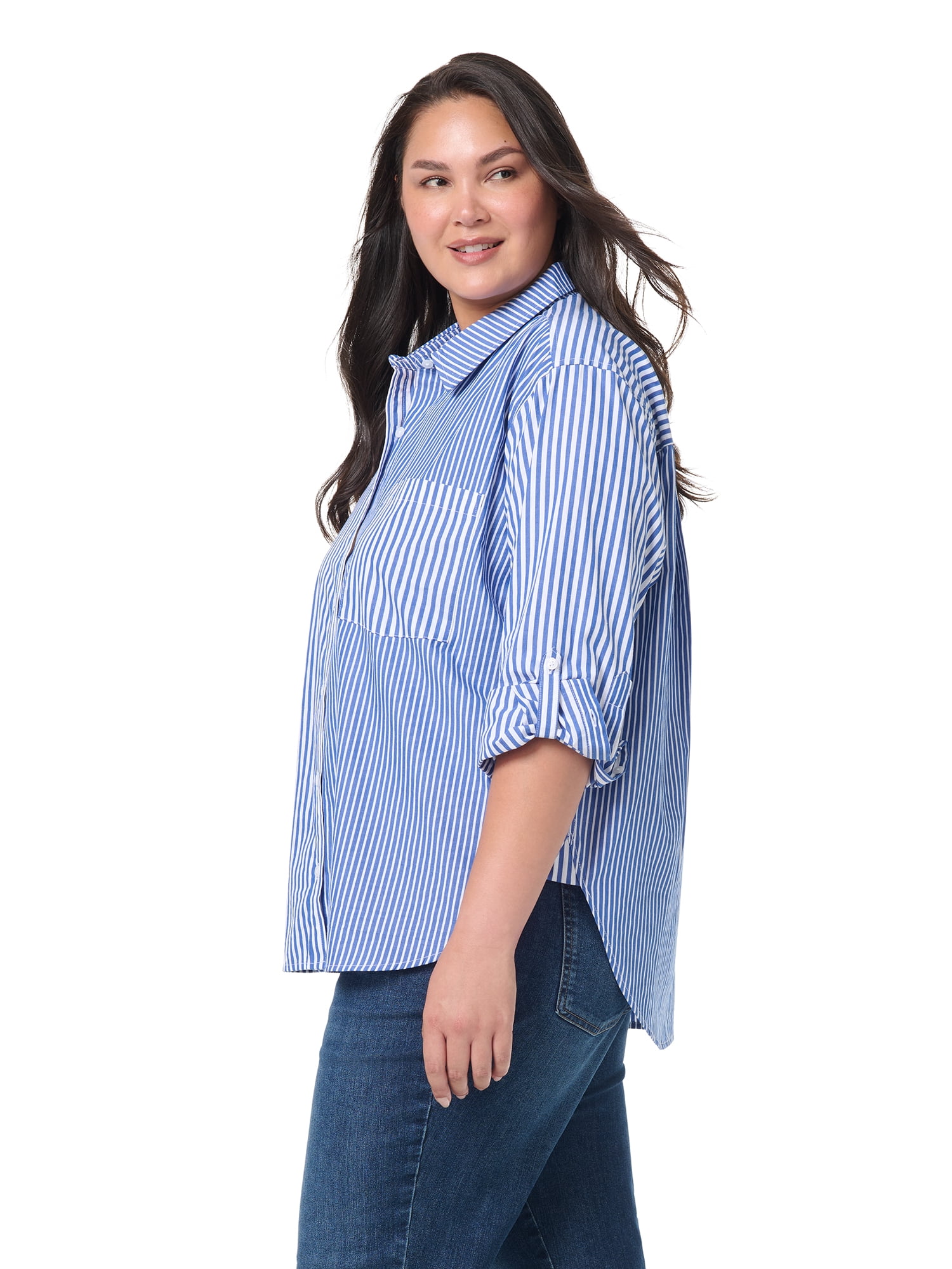 Gloria Vanderbilt Swan Series Women's Plus Amanda Oversized Shirt, Sizes 0X-4X