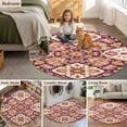 thumbnail image 5 of Red Boho Round Area Rug 3.3 FT, Non Slip Small Entryway Kitchen Mat, Country Vintage Aesthetic Ethnic Aesthetics Washable Soft Circular Rug Non-Shedding Door Mat for Bathroom Playroom Kids Room, 5 of 9