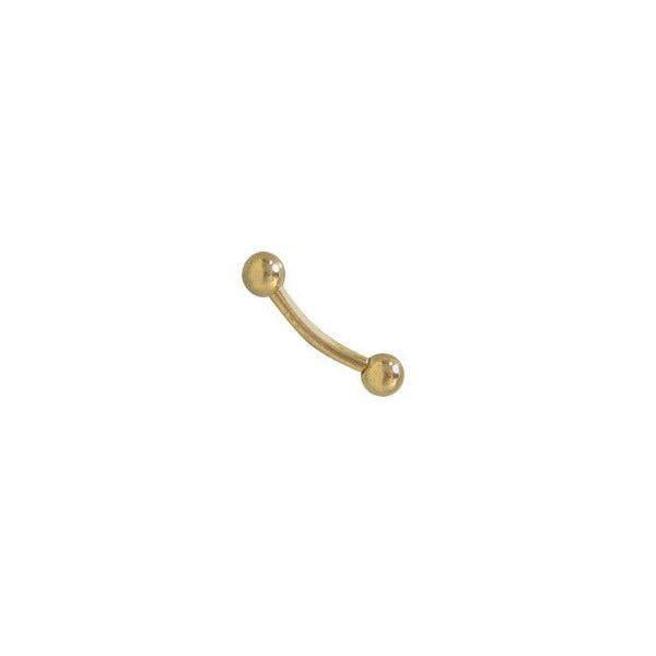 PAIR 14K Gold Plated Curved Nipple Spike Eyebrow Ring 14G 3/8" 