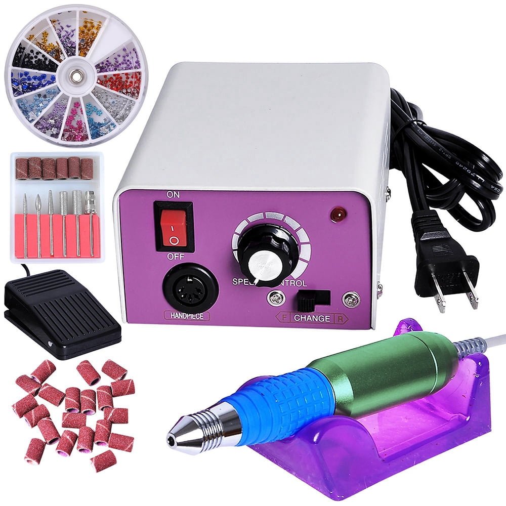 20000RPM Pen+Foot Pedal Control Nail Drill Art Kit File 6 Bits Acrylic