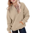 thumbnail image 2 of SUXIAN Girls Hoodie Half Zip Long Sleeve Pullover Casual Loose Pocket Design Soft Cozy Kids Girls Hoodies 7-8 Years, 2 of 6
