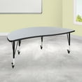 thumbnail image 2 of Flash Furniture Mobile 60" Half Circle Wave Collaborative Grey Thermal Laminate Activity Table - Height Adjustable Short Legs, 2 of 11