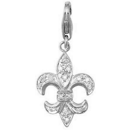 Women's Diamond Accent 14kt White Gold Fleur De Lis Clip-On Charm