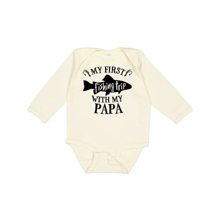

Inktastic My First Fishing Trip with My Papa Boys or Girls Long Sleeve Baby Bodysuit