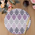thumbnail image 3 of Purple Boho Flowers Round 13 Inch Placemats Set of 4, Modern Luxurious Geometric Floral HeatResistant Non Slip Place Mats for Dining Table, Wipeable Braided Kitchen Table Mats for Housewarming, 3 of 9
