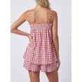 thumbnail image 5 of Women 2 Piece Lounge Set Plaid Summer Pajama Set Sleeveless Peplum Cami Top and Wide Leg Shorts Set Beachwear Vacation Outfits, 5 of 8