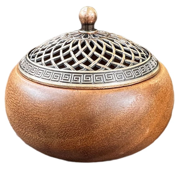 Bakhoor Burner for Cones and Coils - Wooden and Metal, Meditation Yoga Home Decor - 1-Piece Boxed