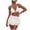 White, variant on GEWSEY Women's 3 Piece Halter Bikini Set Tie Dye Knot Side Swimsuit with Ruffle Beach Skirt (Black, L)