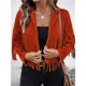 thumbnail image 5 of Chaquetas de Mujer de Piel Sintética de Ante con Flecos y Forro. Abrigos Cortos con Flecos. Imprescindibles de de Otoño. Rojo Óxido M, 5 of 7
