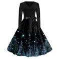 thumbnail image 7 of Ladies' Christmas Printed Casual And Fashionable V-Neck Long Sleeved Dress, Holiday Print, Retro Style, Party Wear, Casual Fashion, Everyday Dress,Dark Blue,S, 7 of 7