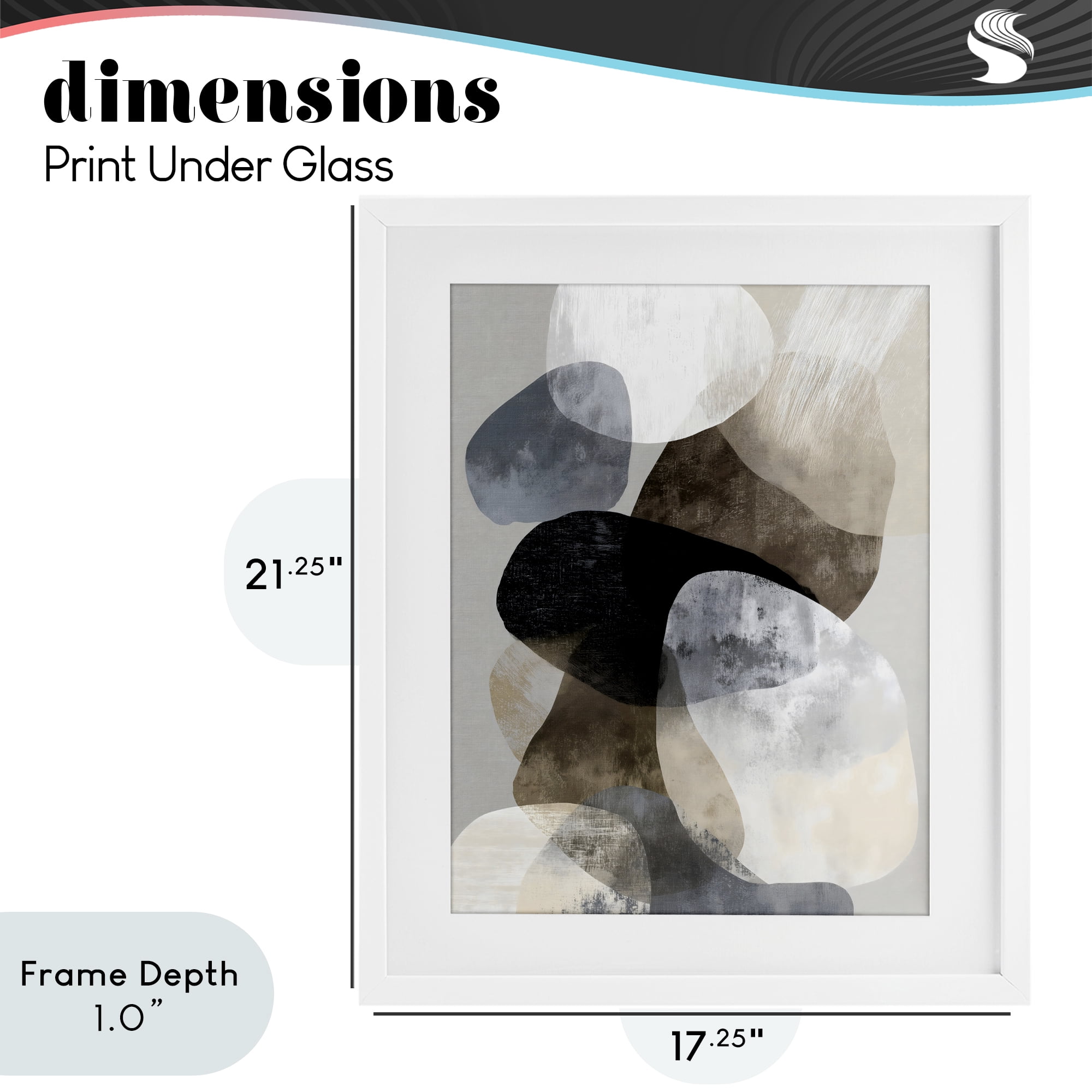 Stupell Industries Thoughts In Muted Layers White Framed Print Under Glass, design by Ink Drop Loft