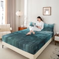 thumbnail image 4 of Homewish Painting Artistic Twin Sheet Sets,Modern Aesthetic Twin Fitted Sheet,Teal Splashing Ink Flat Sheet For Teens,Microfiber Bedroom Decor,3pcs, 4 of 7