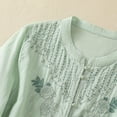 thumbnail image 5 of Womens Summer Gauze Tops Vintage Floral Embroidered 3/4 Sleeve Top Loose Fit Boho Dressy Casual Blouses Trendy, 5 of 7