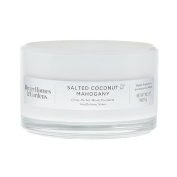 Better Homes & Gardens 16oz Salted Coconut & Mahogany Scented 3-Wick Dish Candle