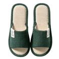 thumbnail image 2 of AUDeals Cotton Linen Slippers, Striped House Shoes with Anti Slip Comfort for Indoor Daily Wear (Green, 8-8.5), 2 of 5