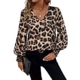 thumbnail image 3 of Blusa Holgada de Abullonada y Cuello en V para Mujer, Estilo Casual, Dulce y . Marrón L, 3 of 9