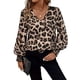 thumbnail image 3 of Blusa Holgada de Abullonada y Cuello en V para Mujer, Estilo Casual, Dulce y . Marrón M, 3 of 9