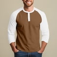 thumbnail image 5 of Dwelliawo Men's Henley 3/4 Sleeve Raglan Baseball Tee Button Detail Athletic Jersey for Sport Daily Fall 2026 Wear Light Light Brown M, 5 of 7