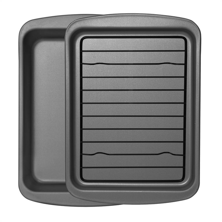 Mainstays Nonstick Steel Mini Bakeware Set 3 Piece Toaster Oven Set Multi Purpose Gray Walmart
