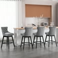 thumbnail image 5 of Tewloss 30" Swivel Bar Stools Set of 4 With Back Velvet Bar Height Chairs for Home Kitchen, Gray, 5 of 8