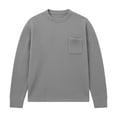 thumbnail image 6 of Bxsruta Mens Long Sleeve Crewneck Shirt Waffle Knit Front Pocket Casual Tee Vacation Beach Top, 6 of 6