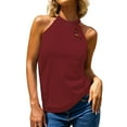thumbnail image 2 of Women's Halter Neck Tank Tops Summer Loose Rocker Tank Sleeveless Casual Shirts Blouses, 2 of 9