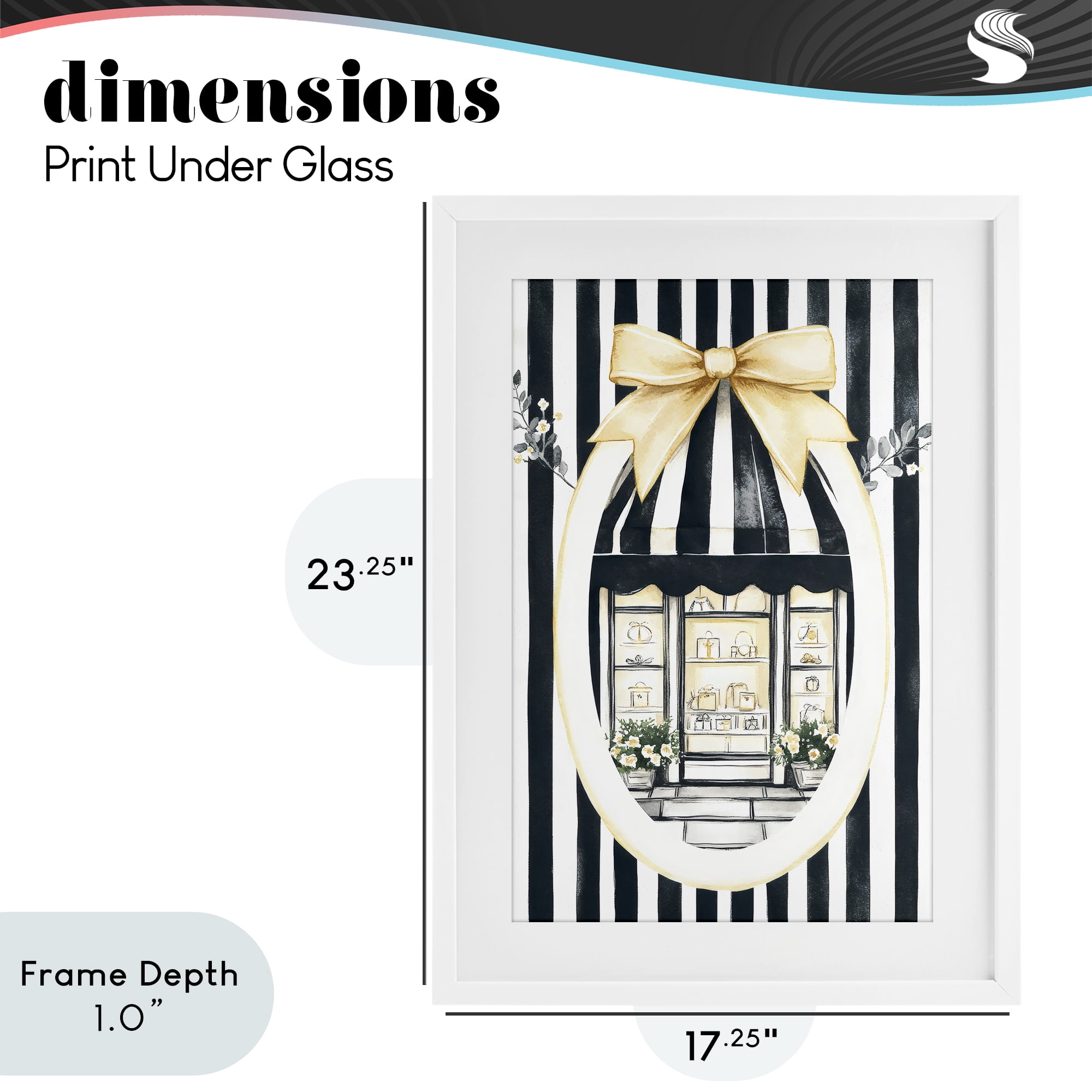 Stupell Industries Maison Striped Boutique Window White Framed Print Under Glass, design by Petal Prints Design