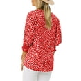 thumbnail image 3 of Polka Dots Print Women 3/4 Sleeve Casual Chiffon Blouse Tops, 3 of 5