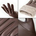 thumbnail image 3 of OZERO Mens Winter Gloves PU Leather Thermal Warm Snow Touchscreen Glove Brown, 3 of 8