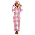 thumbnail image 6 of YOIAVAIOY Womens Winter Fleece Jumpsuits Fuzzy Sherpa Hooded One Piece Plaid Flannel Sleepwear Warm Winter Loungewear PinkL, 6 of 8