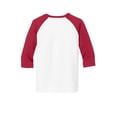thumbnail image 6 of Port Co Teen Unisex Regular Plain Long Sleeves T-Shirt Wht/Red X-Large, 6 of 6