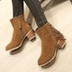 thumbnail image 3 of NECHOLOGY Botas Mujer Zapatos Botines para mujer Zapatos de mujer Botas largas hasta el tobillo de moda Tacones gruesos Botas largas de gamuza plisadas por encima de la rodilla (Khaki, 7), 3 of 7