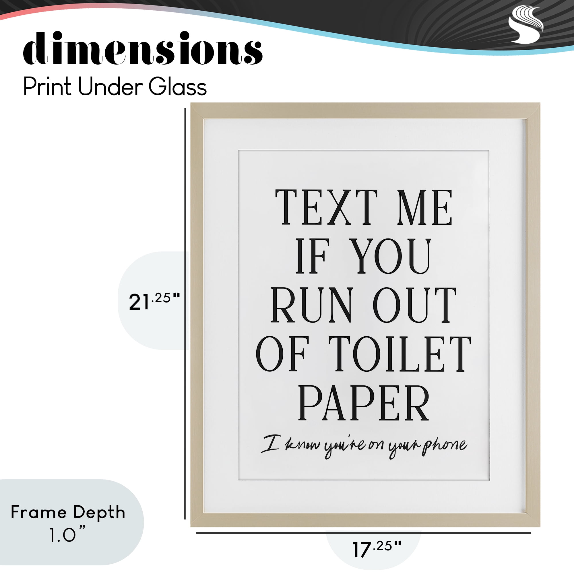 Stupell Industries Funny Bathroom Texting Birch Framed Print Under Glass, design by Lettered and Lined