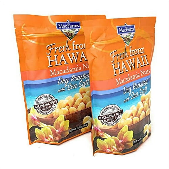 MacFarms Dry Roasted Macadamia Nuts With Sea Salt Fresh From Hawaii 24 Ounce (2 Pack)