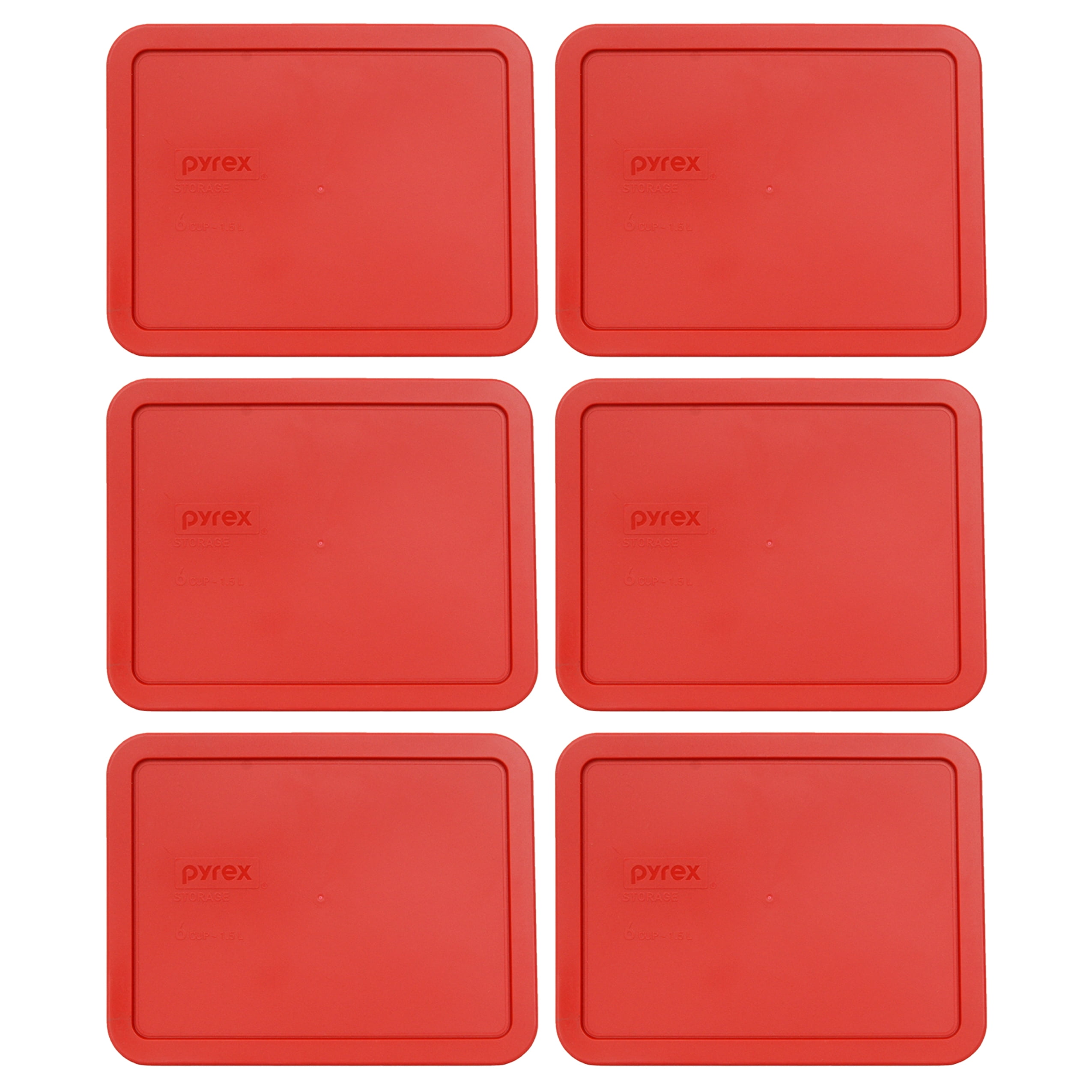 Pyrex 7211PC Poppy Red Rectangle Plastic Replacement Lid Cover (6Pack