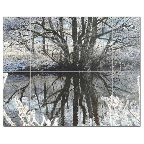 Winter Snow Ceramic Tile Mural Kitchen Backsplash Bathroom Shower, 402000-S54