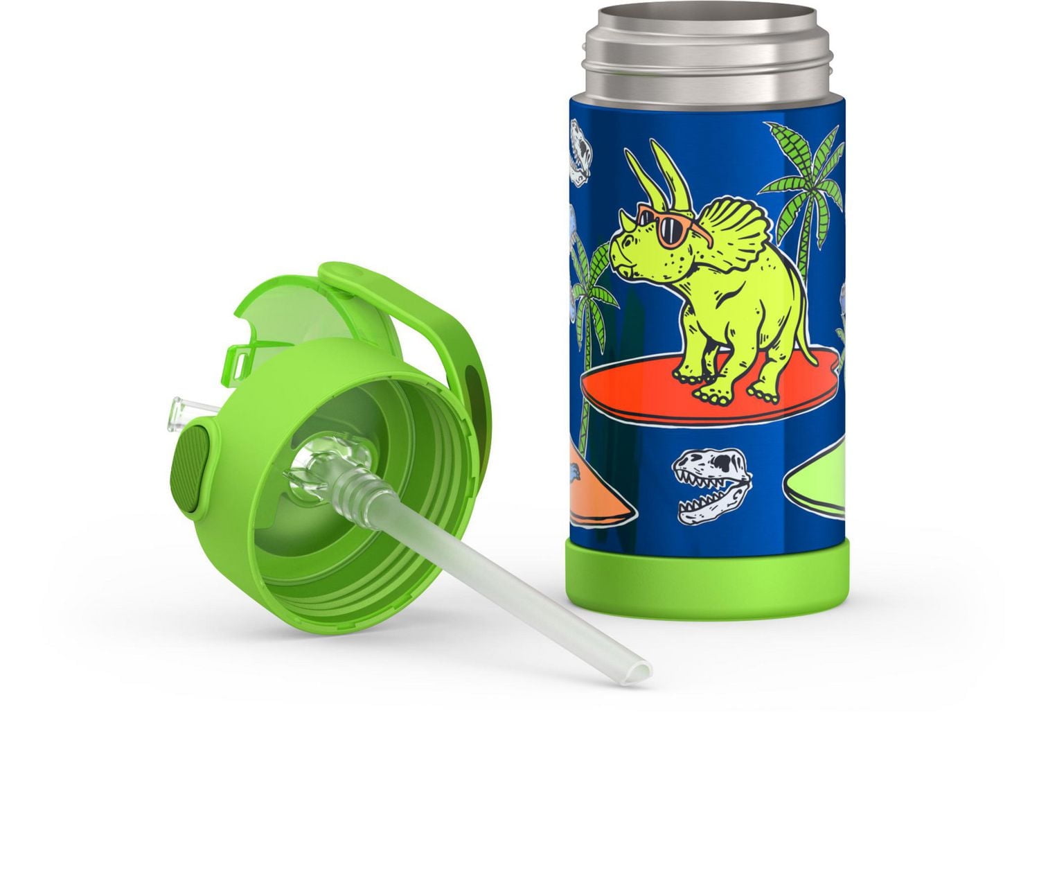 Thermos Kids Bouteille d'eau isotherme sous vide avec paille rabattable, 355 ml