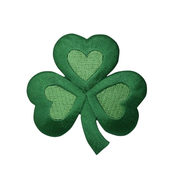 Medium - Green - Irish Shamrock/Clover - Iron on Patch, Embroidered Applique
