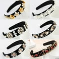 thumbnail image 4 of Women Wide Headband Luxury Rhinestone Pearl Decoration Hair Hoop Banquet Prom Party Vintage Headband, 4 of 8
