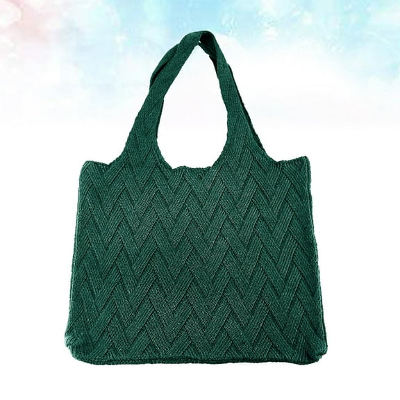 SHINYPASING 1Pcs Knit Purse Green Handbag With Woolen Yarn And Cotton Thread For Leisure