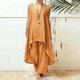 thumbnail image 1 of ICHUANYI Clearance Fashion Women Summer Square-Neck Solid Casual SLeeveless Top+ Pant Set(Orange, S) ICHUANYI WER2023081114461, 1 of 6