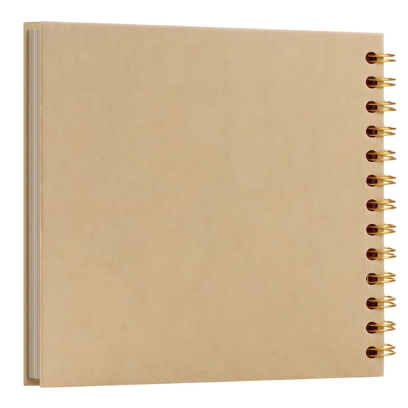 10 Inch Khaki Scrapbook Photo Album with Metal Spiral Binding, 40 Sheets Blank DIY Scrap Book for Wedding Anniversary Memories, Keepsake Memory Book