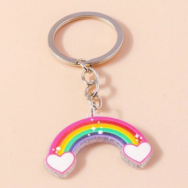 LLavero de arcoíris nublado para mujer y niña, llaveros de flores y mariposas, accesorios de joyería para bolso, llaveros DIY, regalos