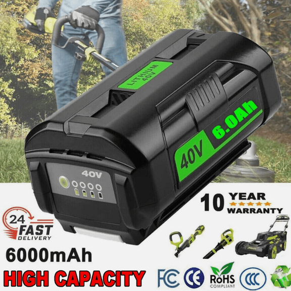 6.0Ah Replacement for Ryobi 40V Battery Compatible with Ryobi Lithium Battery OP4040A1